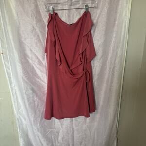 Torrid Blouse Womens 2/2X Tunic Pullover Deep V Neck Ruffle Hem Short Sleeve